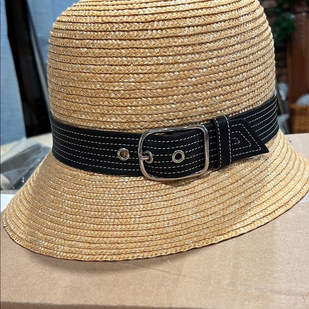 COACH CLOCHE STRAW HAT MADE IN ITALY - NWOT - Picture 2 of 10